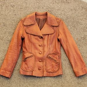North Beach Leather Jacket 1970s 1960s Blazer Small
